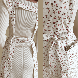 Rózsa kötény - Vintage hangulat, praktikus kialakítás, 100% pamut - otthon & életmód - konyhafelszerelés, tálalás - konyhai textil - kötény - Meska.hu