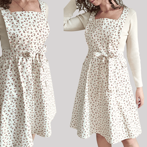 Rózsa kötény - Vintage hangulat, praktikus kialakítás, 100% pamut - otthon & életmód - konyhafelszerelés, tálalás - konyhai textil - kötény - Meska.hu