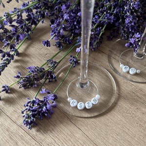 Monogramos pohárjelölő / ültető, Esküvő, Meghívó & Kártya, Ültetési rend, Gyöngyfűzés, gyöngyhímzés, MESKA