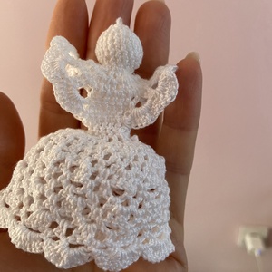 Horgolt angyalka  - karácsony - adventi díszek - adventi asztaldísz - Meska.hu