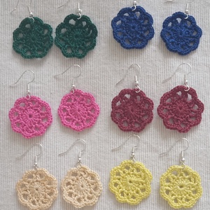 Horgolt mini fülbevaló, Ékszer, Fülbevaló, Lógós kerek fülbevaló, Horgolás, MESKA