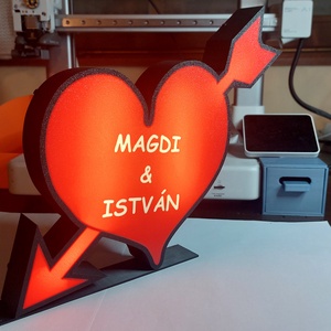 Szív nyillal hangulatlámpa. Lightbox - otthon & életmód - dekoráció - asztal és polc dekoráció - asztaldísz - Meska.hu