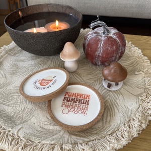 Őszi parafa poháralátét szett � Pumpkin Season (2 db) - otthon & életmód - dekoráció - dísztárgy - Meska.hu