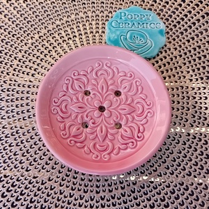 Mandala mintás kerámia szappantartó, rózsaszín 2, Otthon & Életmód, Fürdőszoba, Szappantartó, Kerámia, Festett tárgyak, MESKA