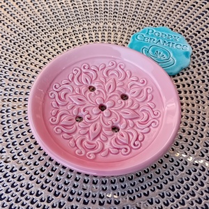 Mandala mintás kerámia szappantartó, rózsaszín 2 - otthon & életmód - fürdőszoba - szappantartó - Meska.hu