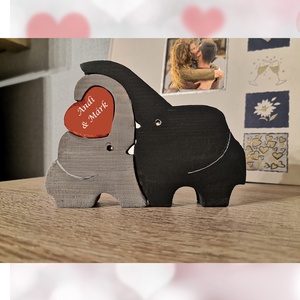 Névre szóló Összebújó elefántok puzzle dísz - otthon & életmód - dekoráció - asztal és polc dekoráció - asztaldísz - Meska.hu
