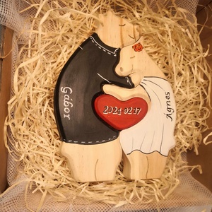 Névre szóló Fa maci Menyasszony-vőlegény  - otthon & életmód - dekoráció - asztal és polc dekoráció - asztaldísz - Meska.hu