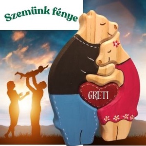 Névre szóló Kézzel festett fa maci pár, Otthon & Életmód, Dekoráció, Dísztárgy, Szobrászat, MESKA