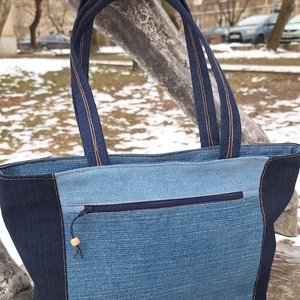 Farmer táska patchwork módra - táska & tok - kézitáska & válltáska - válltáska - Meska.hu