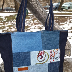 Farmer táska patchwork módra, Táska & Tok, Kézitáska & válltáska, Válltáska, Varrás, MESKA