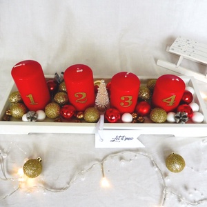 Piros, arany adventi koszorú - karácsony - adventi díszek - adventi koszorú - Meska.hu
