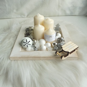 Fehér és ezüst modern koszorú - karácsony - adventi díszek - adventi koszorú - Meska.hu