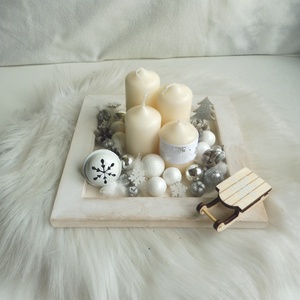 Fehér és ezüst modern koszorú - karácsony - adventi díszek - adventi koszorú - Meska.hu