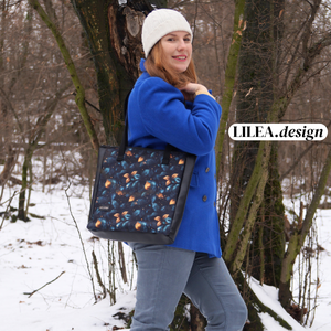 Sötétkék mintás válltáska - táska & tok - kézitáska & válltáska - válltáska - Meska.hu