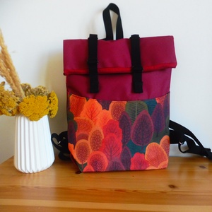 Bordó erdő mintás nagy roll up hátizsák, Táska & Tok, Hátizsák, Roll top hátizsák, , MESKA