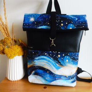 Kék hullám mintás nagy roll up hátizsák, Táska & Tok, Hátizsák, Roll top hátizsák, , MESKA