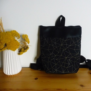 Fekete apró mintás mini hátizsák - Meska.hu