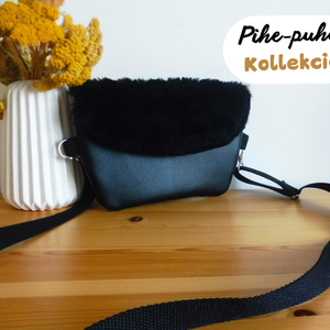 Fekete szőrmés övtáska - Meska.hu