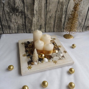 Fehér és arany adventi koszorú - karácsony - adventi díszek - adventi koszorú - Meska.hu