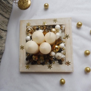 Fehér és arany adventi koszorú - karácsony - adventi díszek - adventi koszorú - Meska.hu