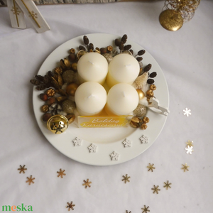 Arany adventi koszorú - karácsony - adventi díszek - adventi koszorú - Meska.hu