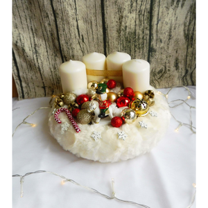 Adventi koszorú hintalóval piros és arany színben  - Meska.hu