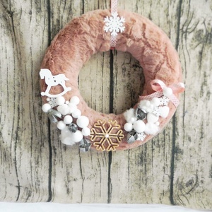 Rózsaszín adventi szett, adventi koszorú - karácsony - adventi díszek - adventi koszorú - Meska.hu