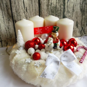 Adventi koszorú hintalóval piros  - karácsony - adventi díszek - adventi koszorú - Meska.hu