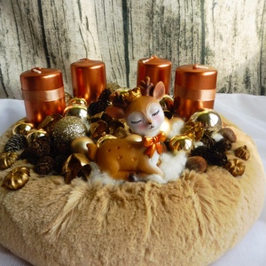 Barna és bronzos adventi koszorú - karácsony - adventi díszek - adventi koszorú - Meska.hu