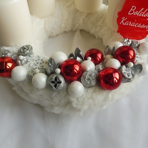 Piros és fehér adventi koszorú - karácsony - adventi díszek - adventi koszorú - Meska.hu