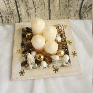 Adventi koszorú fehér és arany - karácsony - adventi díszek - adventi koszorú - Meska.hu