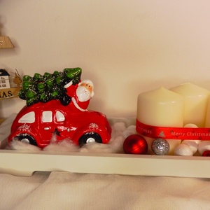 Mikulás autóval adventi koszorú - karácsony - adventi díszek - adventi koszorú - Meska.hu