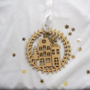 Szürke és arany adventi szett, adventi koszorú és ajtókopogtató - karácsony - adventi díszek - adventi koszorú - Meska.hu