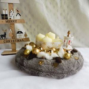 Arany és szürke körhinta adventi koszorú, Karácsony, Adventi díszek, Adventi koszorú, , MESKA