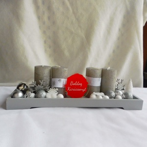 Adventi koszorú piros ás ezüst színben, Karácsony, Adventi díszek, Adventi koszorú, , MESKA