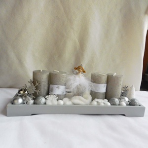 Angyalkás adventi koszorú fehér és ezüst - karácsony - adventi díszek - adventi koszorú - Meska.hu