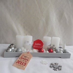 Adventi koszorú piros és fehér, Karácsony, Adventi díszek, Adventi koszorú, , MESKA