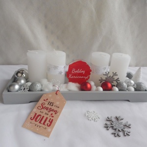 Adventi koszorú piros és fehér - karácsony - adventi díszek - adventi koszorú - Meska.hu