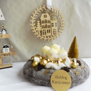 Adventi szett, adventi koszorúval és ajtókopogtatóval - karácsony - adventi díszek - adventi koszorú - Meska.hu