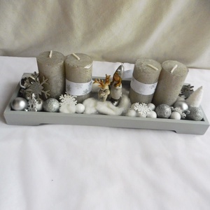 Rénszarvasos adventi koszorú ezüst és fehér színben - karácsony - adventi díszek - adventi koszorú - Meska.hu