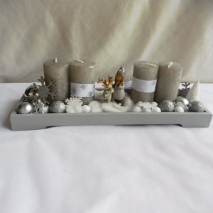 Rénszarvasos adventi koszorú ezüst és fehér színben - karácsony - adventi díszek - adventi koszorú - Meska.hu