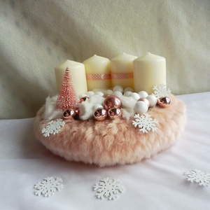 Rózsaszín adventi koszorú - karácsony - adventi díszek - adventi koszorú - Meska.hu