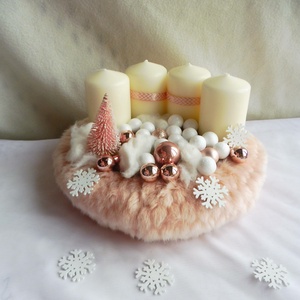 Rózsaszín adventi koszorú, Karácsony, Adventi díszek, Adventi koszorú, , MESKA