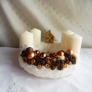 Barna és bronz adventi koszorú - karácsony - adventi díszek - adventi koszorú - Meska.hu