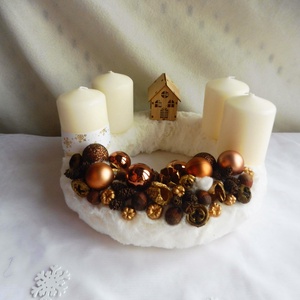 Barna és bronz adventi koszorú, Karácsony, Adventi díszek, Adventi koszorú, , MESKA
