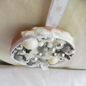 Fehér és ezüst ajtókopogtató - karácsony - adventi díszek - adventi ajtódísz - Meska.hu