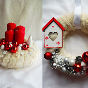 Adventi koszorú és kopogtató, adventi szett piros - Meska.hu