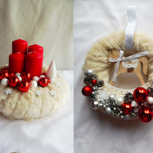 Adventi koszorú és kopogtató, adventi szett piros - Meska.hu