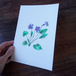 Ibolya - tavaszi fali dekoráció - eredeti festmény  - művészet - festmény - akvarell - Meska.hu