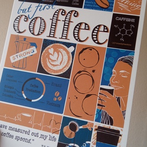 But first coffee! - gasztro poszter képeslap - művészet - grafika & illusztráció - digitális - Meska.hu